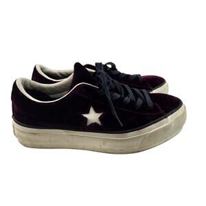 Converse Sneakers Womens 8.5 Purple Velvet One Star Platform Ox Low Top Casual